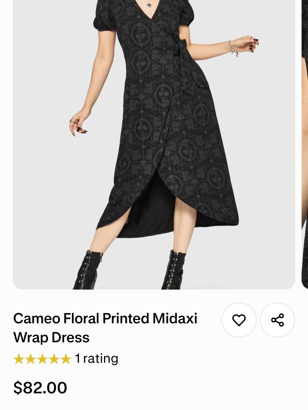 Disturbia Black Floral Midi Wrap Dress